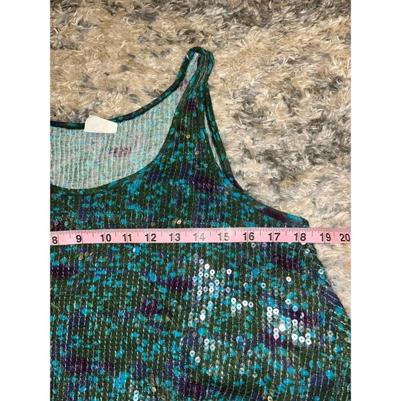 Vintage Free People Womens Oversized S Tank Sequins Crop Swing Blue Barbiecore - Picture 2 of 6